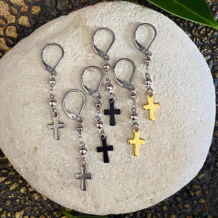 BEADED CROSS EARRINGS