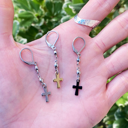 BEADED CROSS EARRINGS