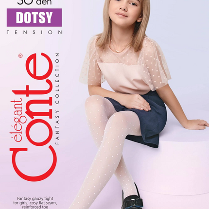 Conte Dotsy 30 Den - Fantasy Tights For Girls With a Polka Dots - 4yr. 6yr. 8yr. 10yr. 12yr. (22С-143СП)