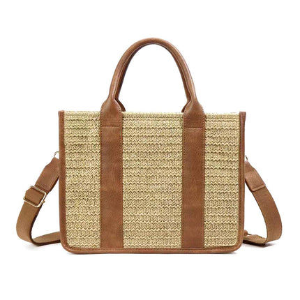 Mericela Mixed Media Straw Tote