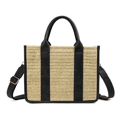 Mericela Mixed Media Straw Tote