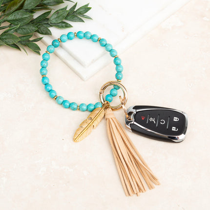 Boho Stone Key Ring Bracelet