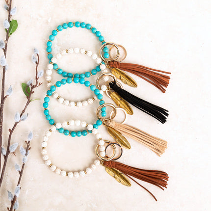 Boho Stone Key Ring Bracelet