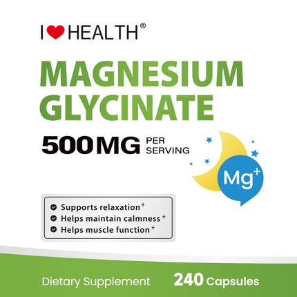 Magnesium Glycinate  – 240 Capsules – High Absorption Magnesium Supplement  – Gentle on Stomach – Made in USA