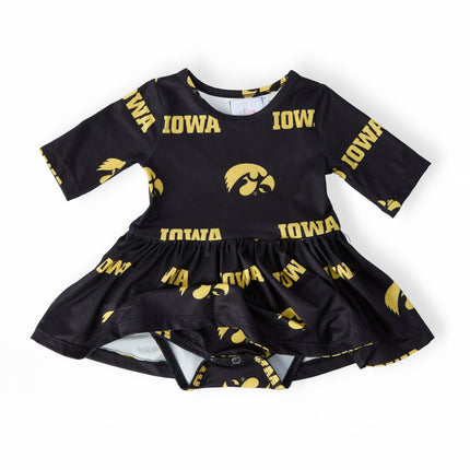 Iowa Black Tigerhawk 3/4 Sleeve Twirl Bodysuit