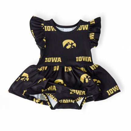 Iowa Black Tigerhawk S/S Flutter Twirl Bodysuit
