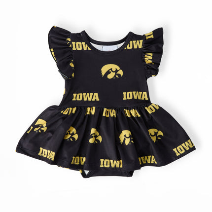 Iowa Black Tigerhawk S/S Flutter Twirl Bodysuit
