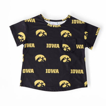 Iowa Black Tigerhawk Ruffle Pocket Tee