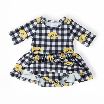 Iowa Plaid Tigerhawk 3/4 Sleeve Twirl Bodysuit