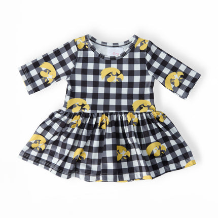 Iowa Plaid Tigerhawk 3/4 Sleeve Twirl Bodysuit