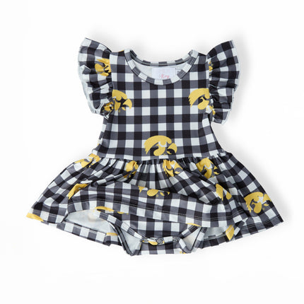 Iowa Plaid Tigerhawk S/S Flutter Twirl Bodysuit