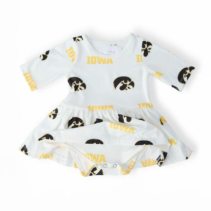 Iowa White Tigerhawk 3/4 Sleeve Twirl Bodysuit