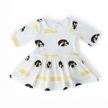 Iowa White Tigerhawk 3/4 Sleeve Twirl Bodysuit