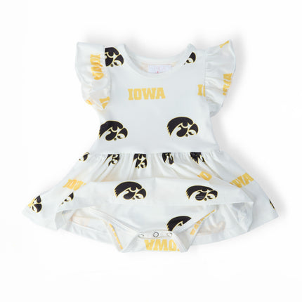 Iowa White Tigerhawk S/S Flutter Twirl Bodysuit
