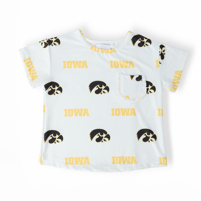 Iowa White Tigerhawk Ruffle Pocket Tee - Dashing Nova
