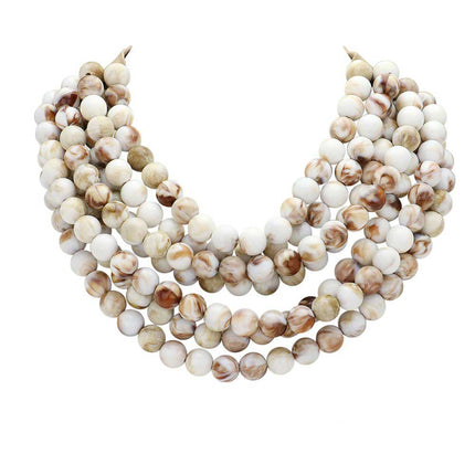 Women's Chunky Multi-Strand Beaded Statement Necklace with Magnetic Clasp