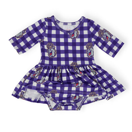 JMU Plaid Duke Dog 3/4 Sleeve Twirl Bodysuit