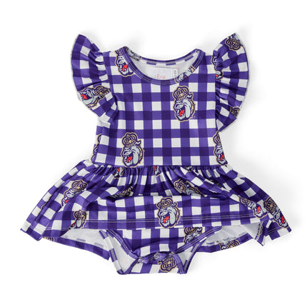 JMU Plaid Duke Dog S/S Flutter Twirl Bodysuit