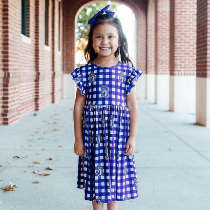 JMU Plaid Duke Dog Flutter Twirl  Dress