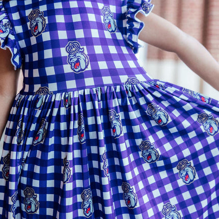 JMU Plaid Duke Dog Flutter Twirl  Dress
