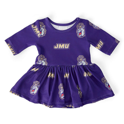 JMU Purple Duke Dog 3/4 Sleeve Twirl Bodysuit