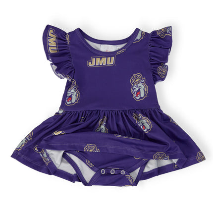 JMU Purple Duke Dog S/S Flutter Twirl Bodysuit