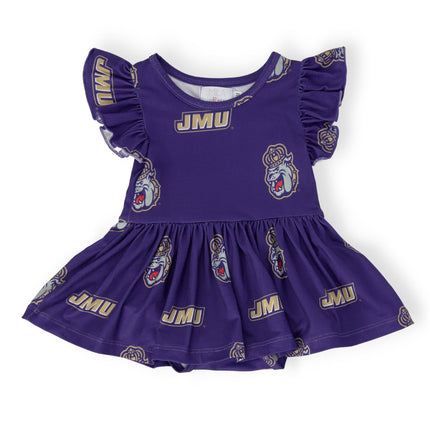 JMU Purple Duke Dog S/S Flutter Twirl Bodysuit