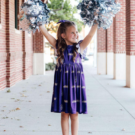 JMU Purple Duke Dog Flutter Twirl  Dress
