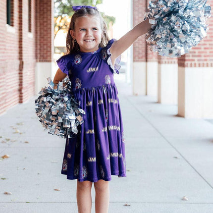 JMU Purple Duke Dog Flutter Twirl  Dress