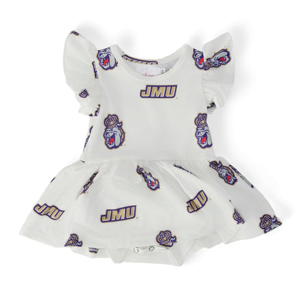 JMU White Duke Dog S/S Flutter Twirl Bodysuit