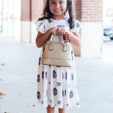 JMU White Duke Dog Flutter Twirl  Dress