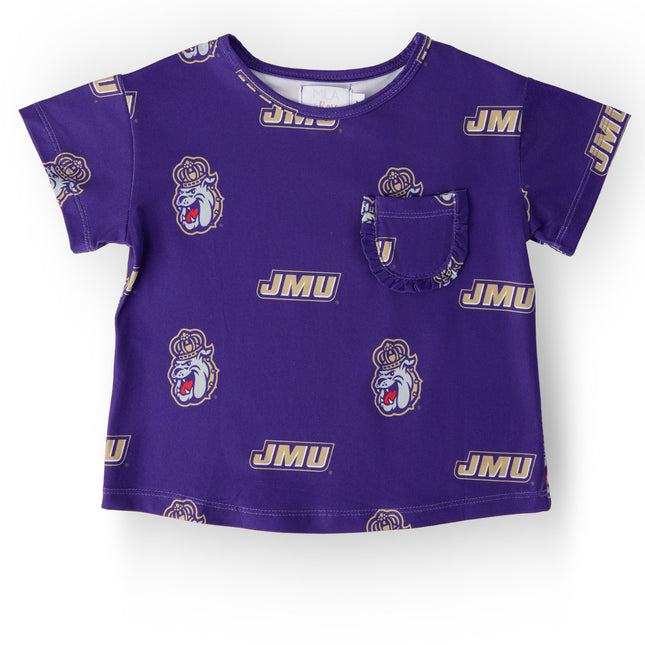 JMU Purple Duke Dog Ruffle Pocket Tee - Dashing Nova