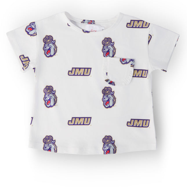 JMU White Duke Dog Ruffle Pocket Tee - Dashing Nova