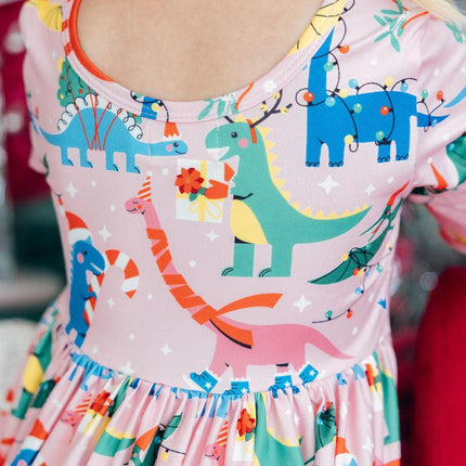 Jingle Saurus L/S Pocket Twirl Dress