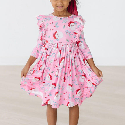 Jolly Old Saint Nick 3/4 Sleeve Ruffle Twirl Dress