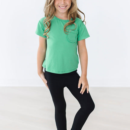 Kelly Green Ruffle Pocket Tee