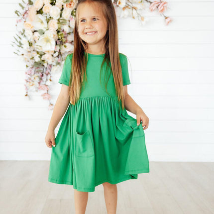 Kelly Green S/S Pocket Twirl Dress