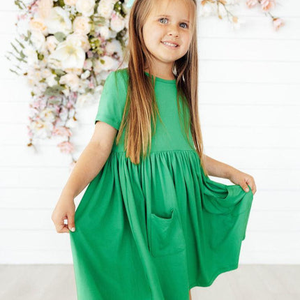 Kelly Green S/S Pocket Twirl Dress