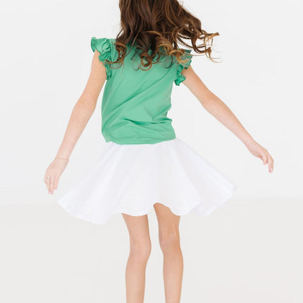 Kelly Green S/S Ruffle Tee