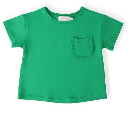 Kelly Green Ruffle Pocket Tee