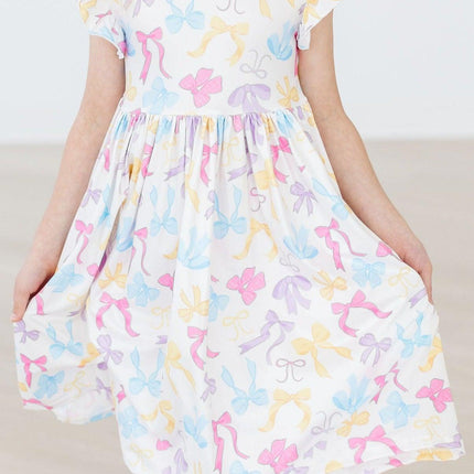 Bow-tastic Flutter Sleeve Twirl Dress