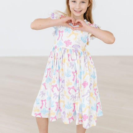 Bow-tastic Flutter Sleeve Twirl Dress