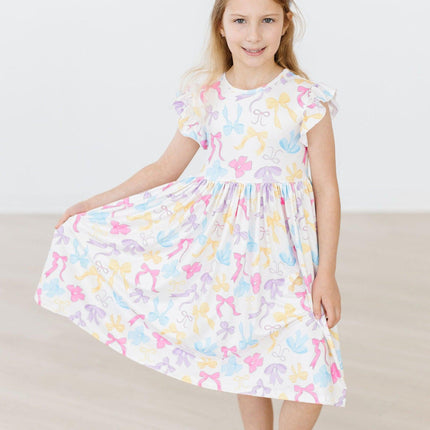 Bow-tastic Flutter Sleeve Twirl Dress