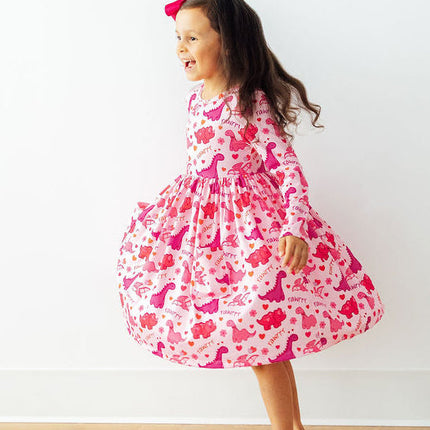 Dino Kisses L/S Pocket Twirl Dress