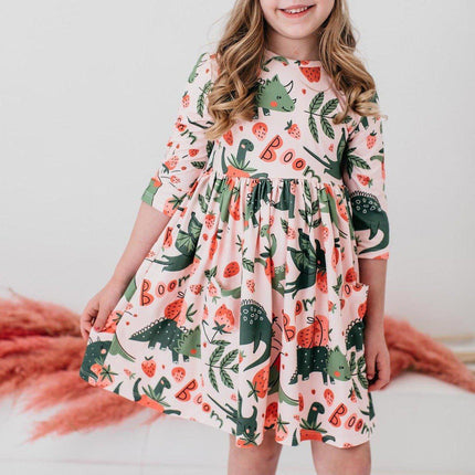 Hear Me Roar 3/4 Sleeve Pocket Twirl Dress