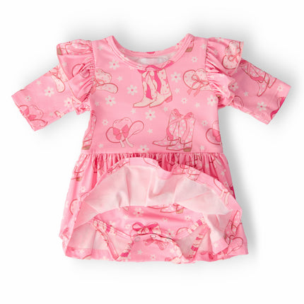 Howdy 3/4 Sleeve Flutter Twirl Bodysuit