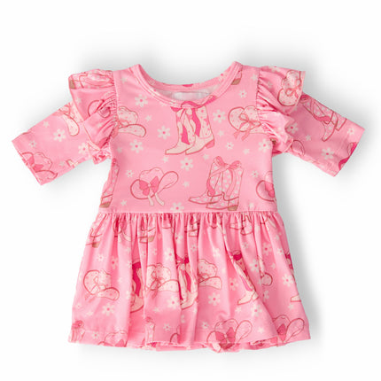 Howdy 3/4 Sleeve Flutter Twirl Bodysuit
