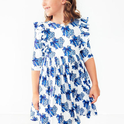 Lone Star 3/4 Sleeve Ruffle Twirl Dress