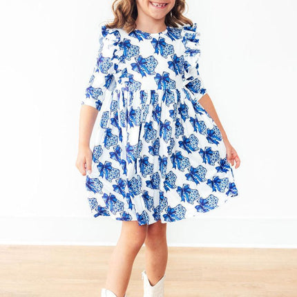 Lone Star 3/4 Sleeve Ruffle Twirl Dress