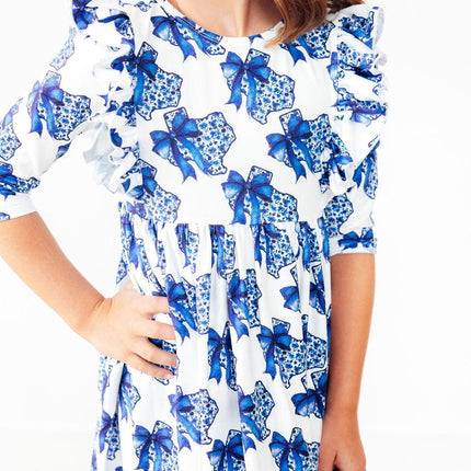 Lone Star 3/4 Sleeve Ruffle Twirl Dress